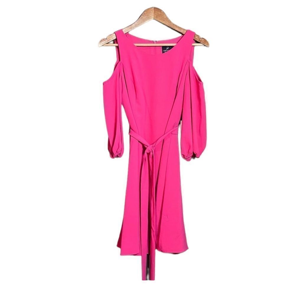 NWT! Adrianna Papell gauzy‎ crepe cold shoulder dress in guava